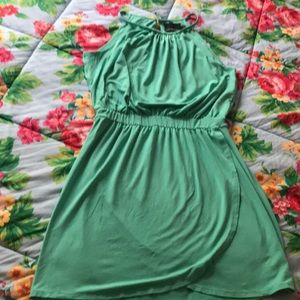 Aqua Blue Halter Tulip Dress